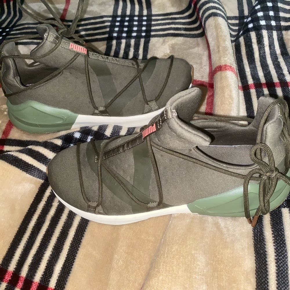 Olive green pumas